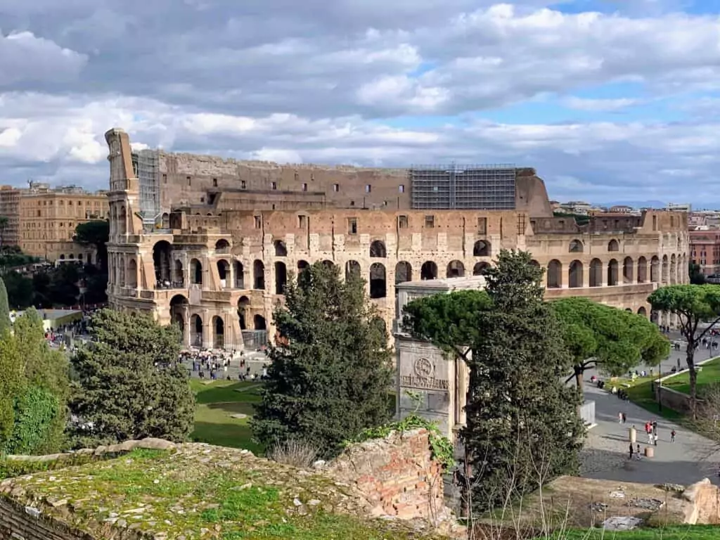 Looking at the Colosseum from Palatine Hill.